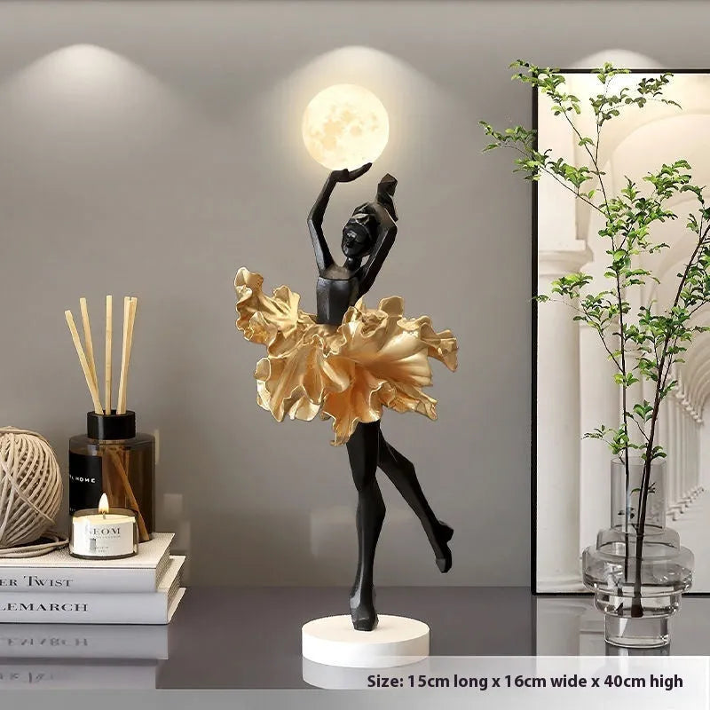 Art Girl Atmosphere small USB night lamp in Black Gold, White, Pink, and Light Blue colours on a surface.