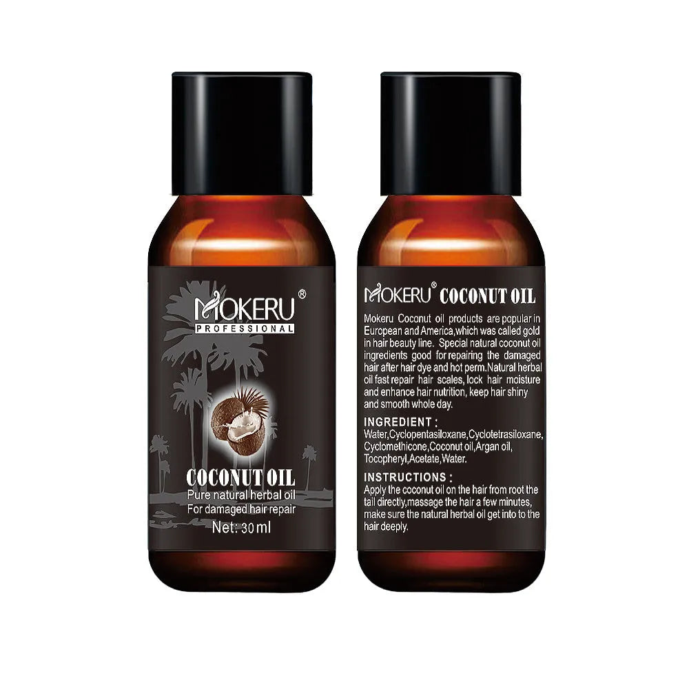 Coconut oil hair repair treatment for frizz and damage, 30ml, white packaging