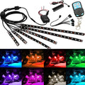 Black flexible silicone RGB LED light bar kit with remote control for car and motorcycle interior lighting