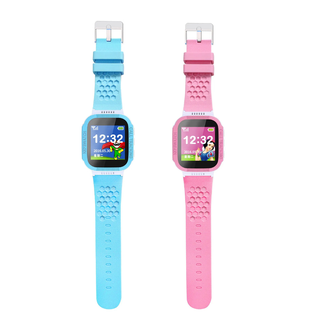 Blue children's phone watch with 1.44 inch IPS screen display