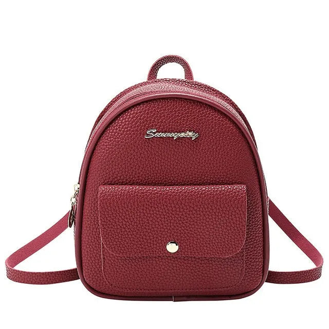 Women's small PU shoulder backpack purse in multiple colours with zipper closure