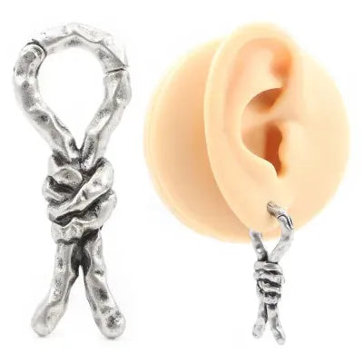 Close-up of 4mm copper bending and connecting earring for auricle piercing.