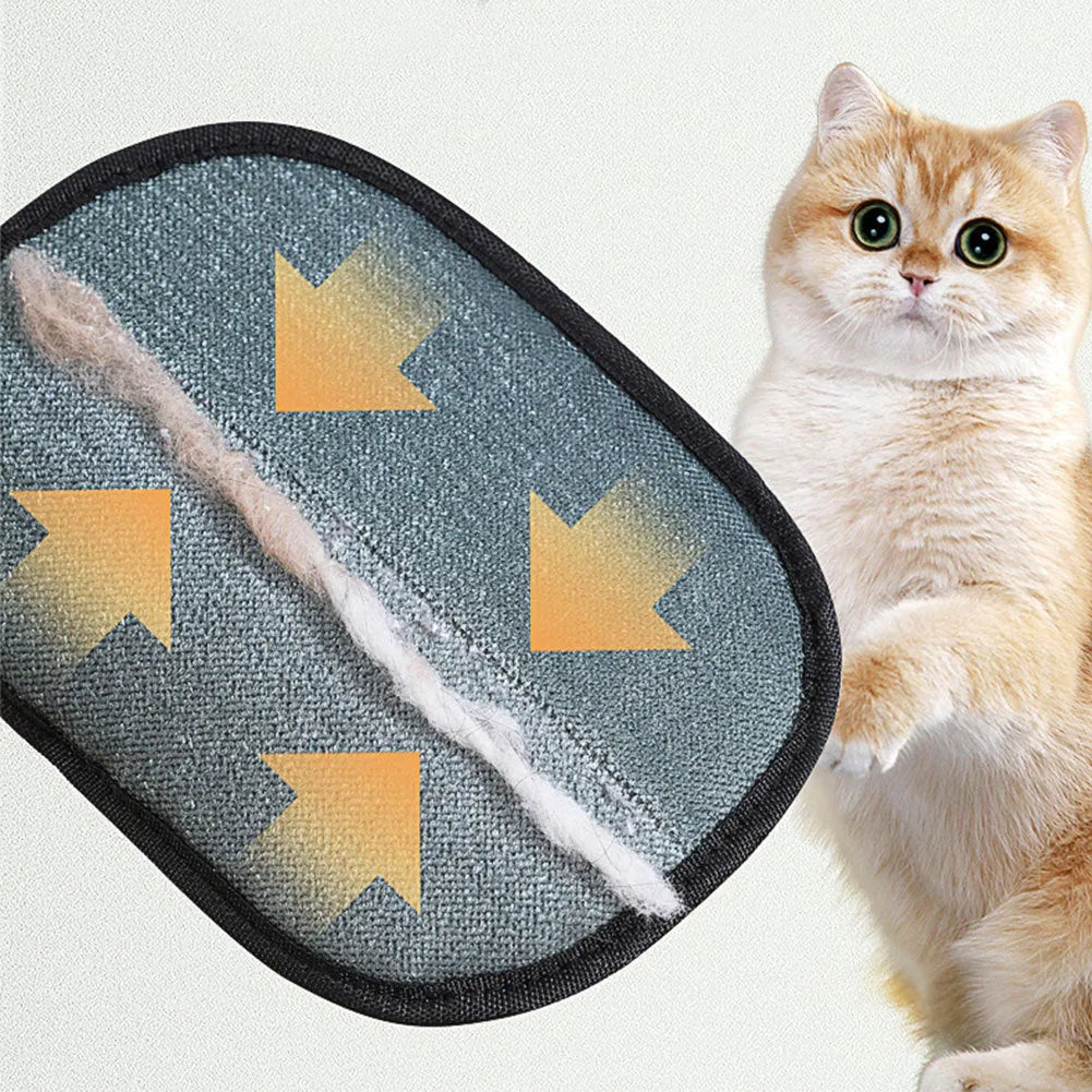 Black pet hair remover gloves with dual-sided silicone bristles for dog cat rabbit grooming