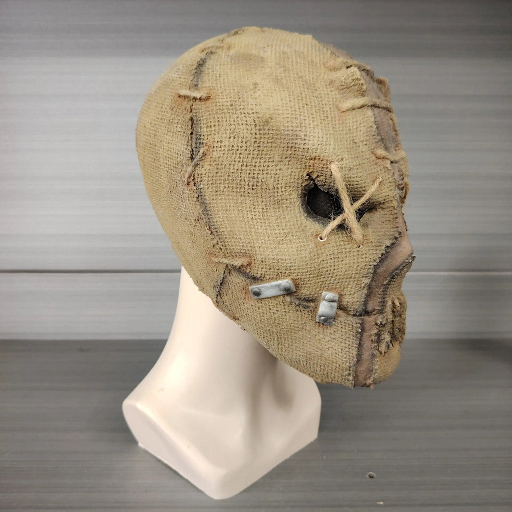 Latex scar skull Halloween mask horror head cover showing 31cm height measurement