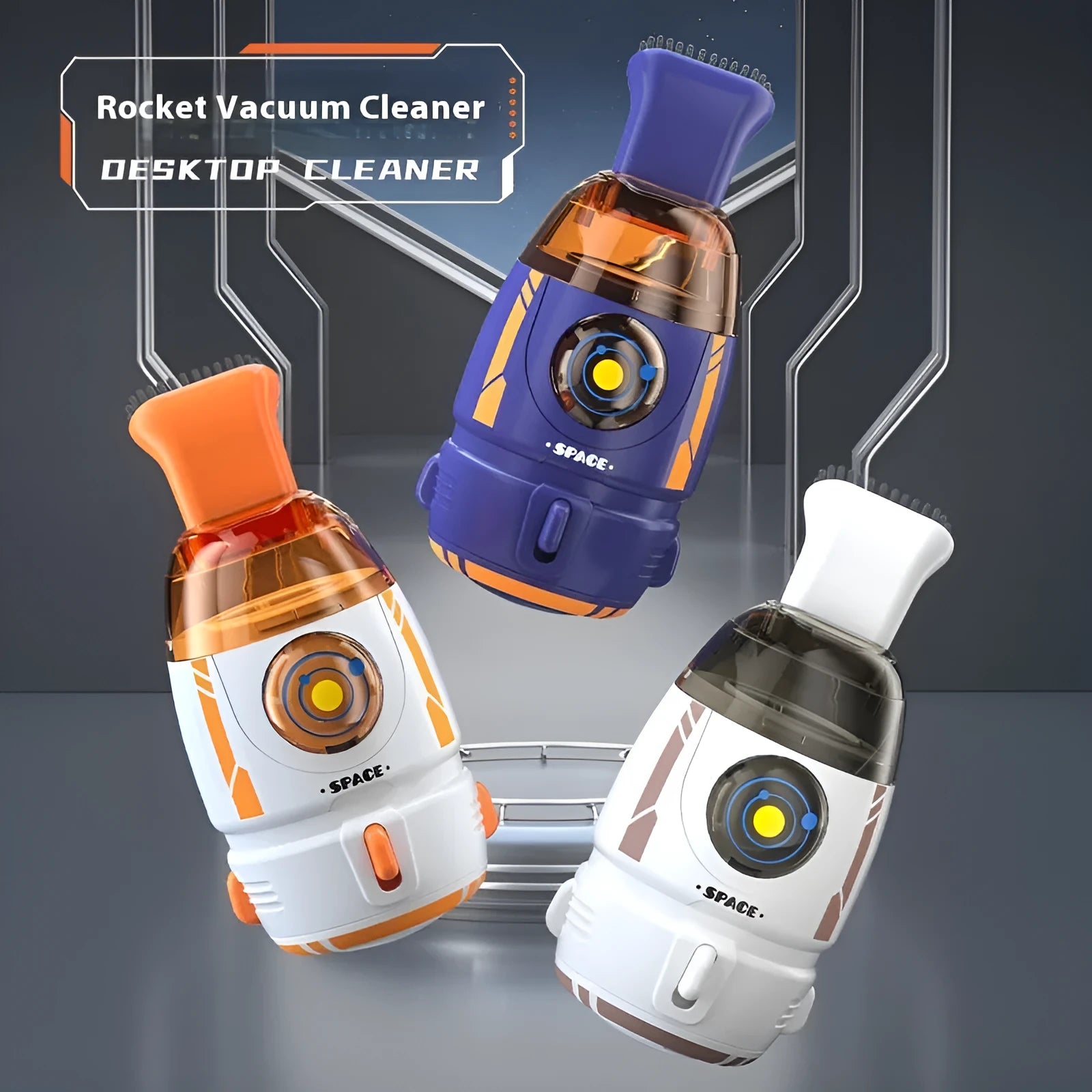 USB charging handheld desktop vacuum cleaner in blue colour with compact design for desk cleaning