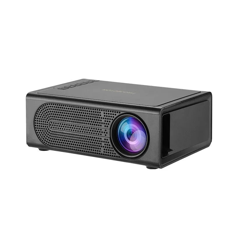 Black or white portable mini projector with wired mobile phone connectivity and 320x240 resolution