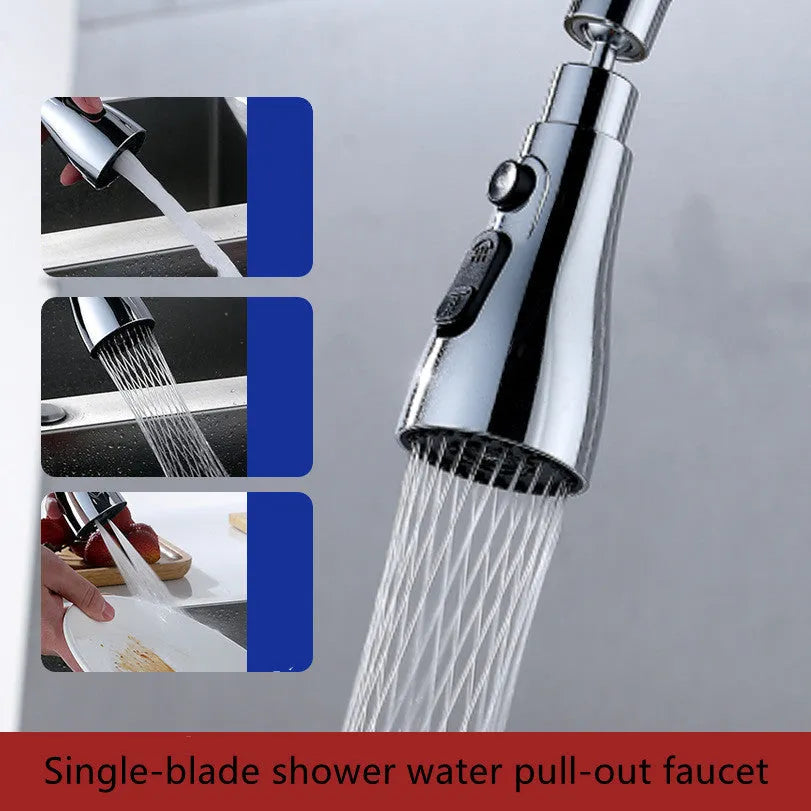 Universal kitchen faucet sprayer with rotating nozzle in silver finish