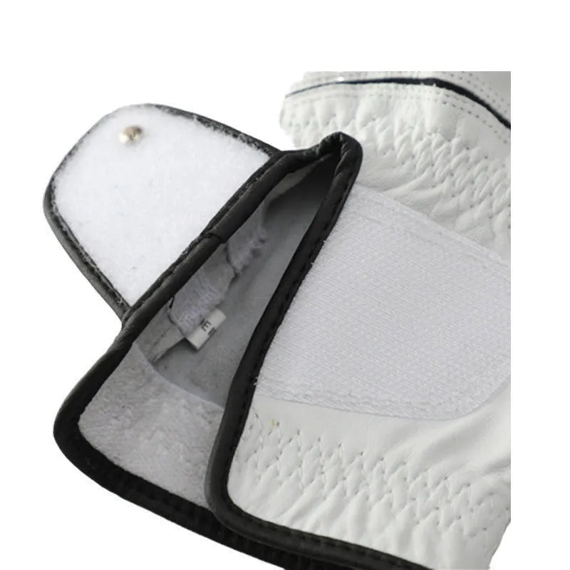 White half sheepskin golf glove for men with non-slip grip