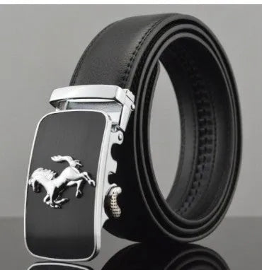 Men's automatic buckle leather belt in cowhide with stainless steel buckle