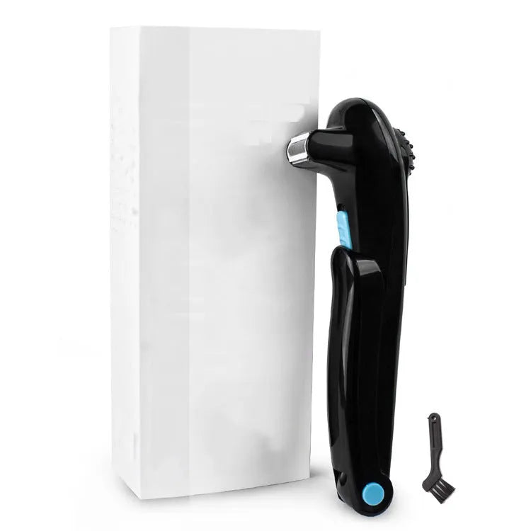 Black folding electric body shaver with ABS plastic construction for full body hair removal