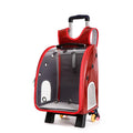 Transparent pet trolley bag with folding shoulder design for small dogs and cats