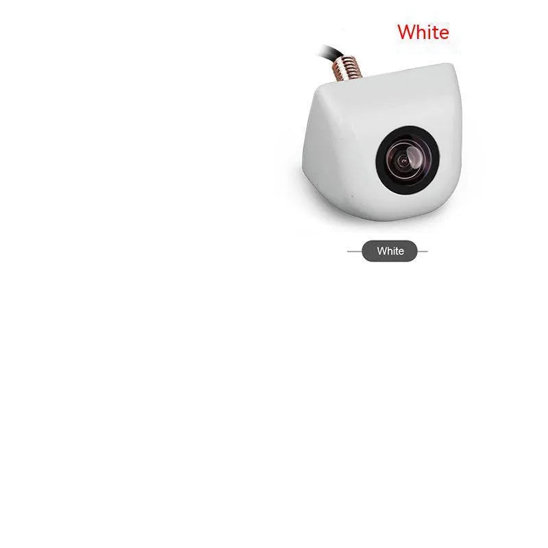 HD car reversing camera with metal housing showing integrated cable and screw mounting