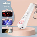 Cat pen light charging toy with teaser wand in cream white, pink or blue plastic