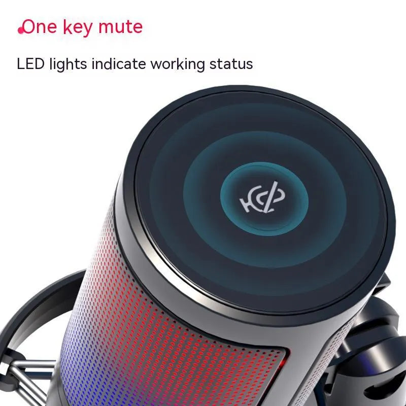 RGB colourful condenser microphone with USB cable for live broadcasting
