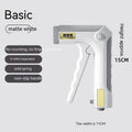 White spring grip hand exerciser with electronic counting model on dark background