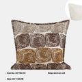 Cream and coffee-coloured abstract coil pattern printed on square polyester velvet pillow cover