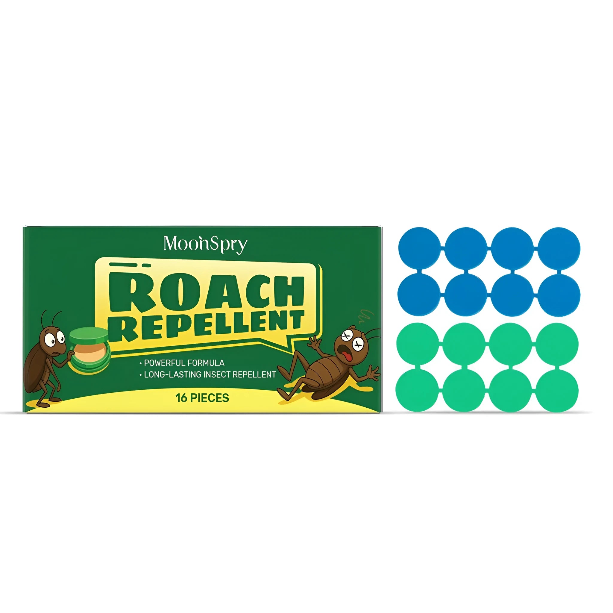 Pack of 16 cockroach bait paste traps with adhesive backing for indoor pest control