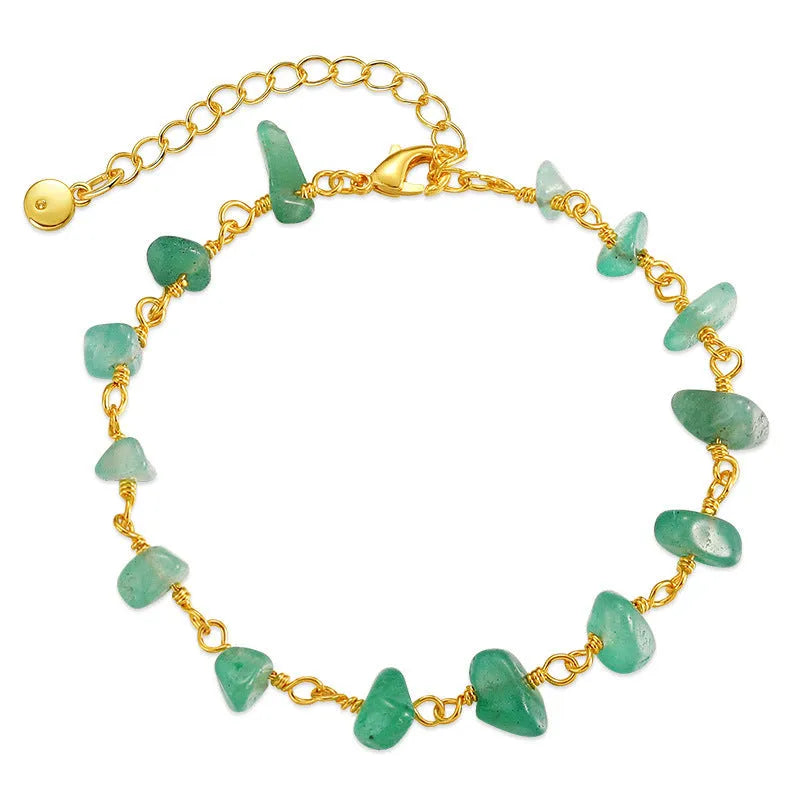 Women's geometric 18K copper bracelet with irregular natural gravel texture and turquoise accents