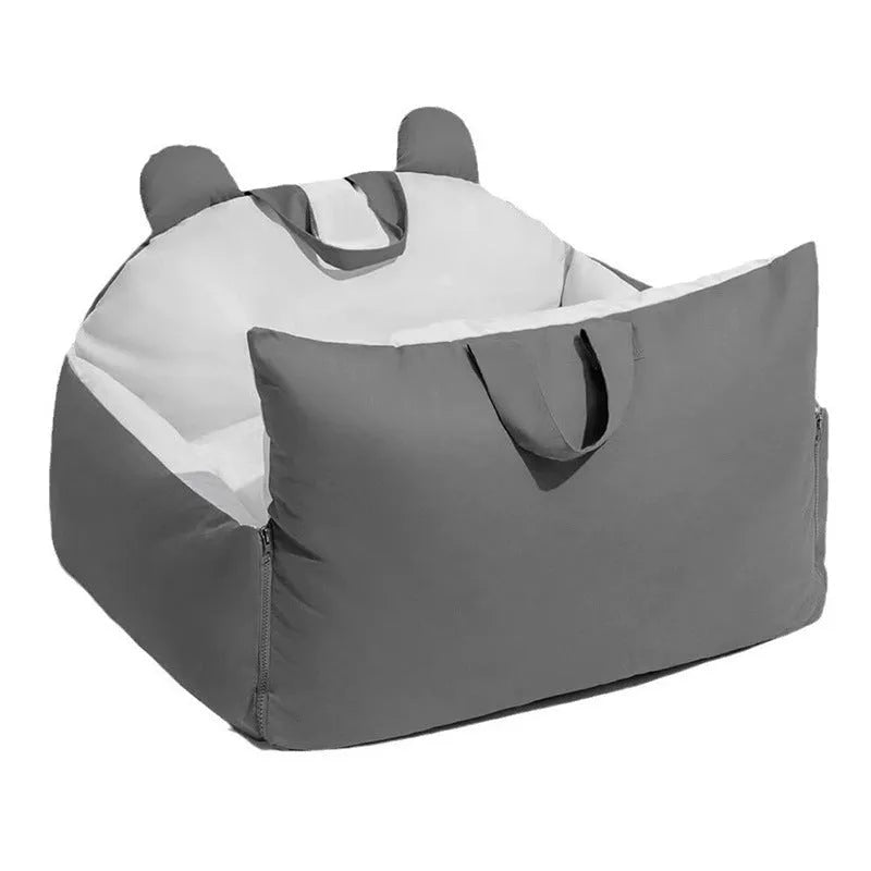 Removable washable car kennel for dogs showing pink beige, grey beige, khaki beige and blue beige colour options