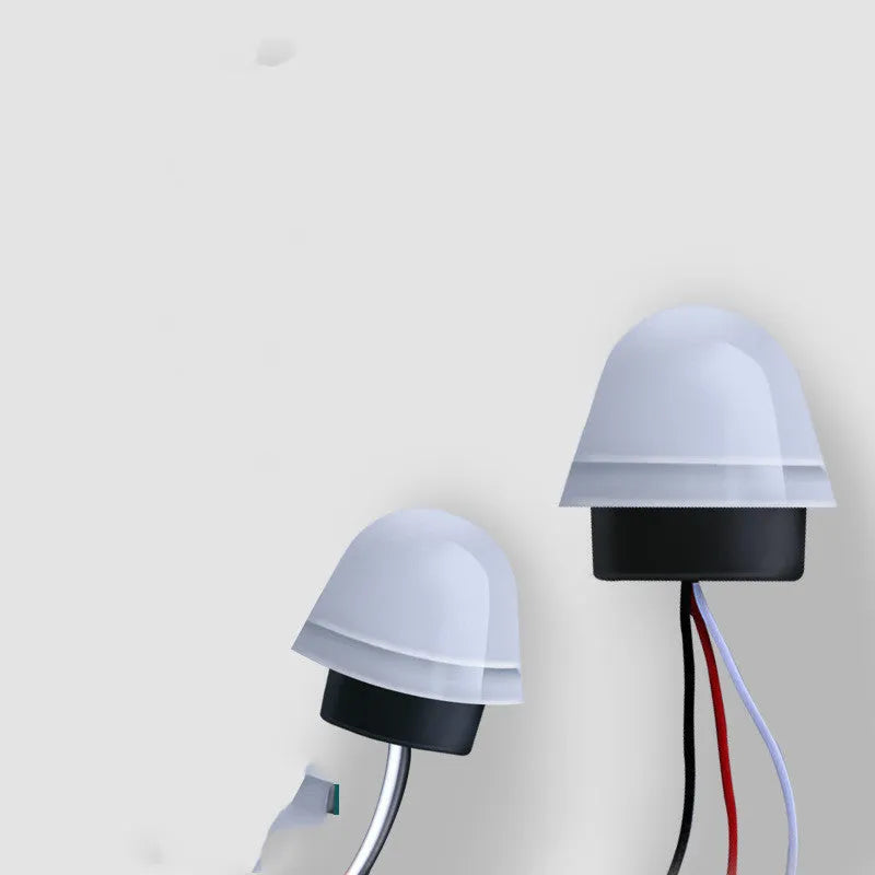 White outdoor automatic street lamp with sensor for garden and pathway lighting