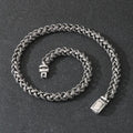 Men's titanium steel keel chain necklace with geometric twist and hemp flowers chain in antique silver.