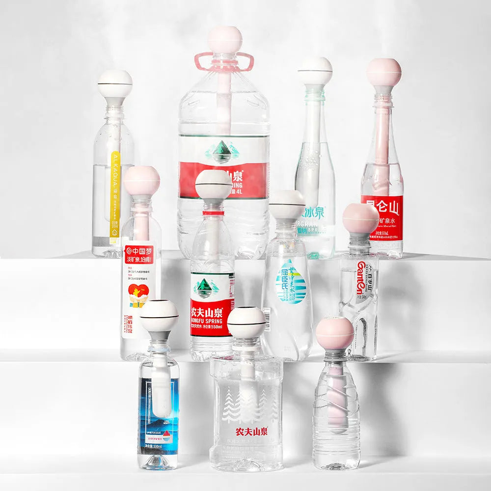Magic Wand columnar humidifier in pink or white with USB power cable and 1 litre water tank