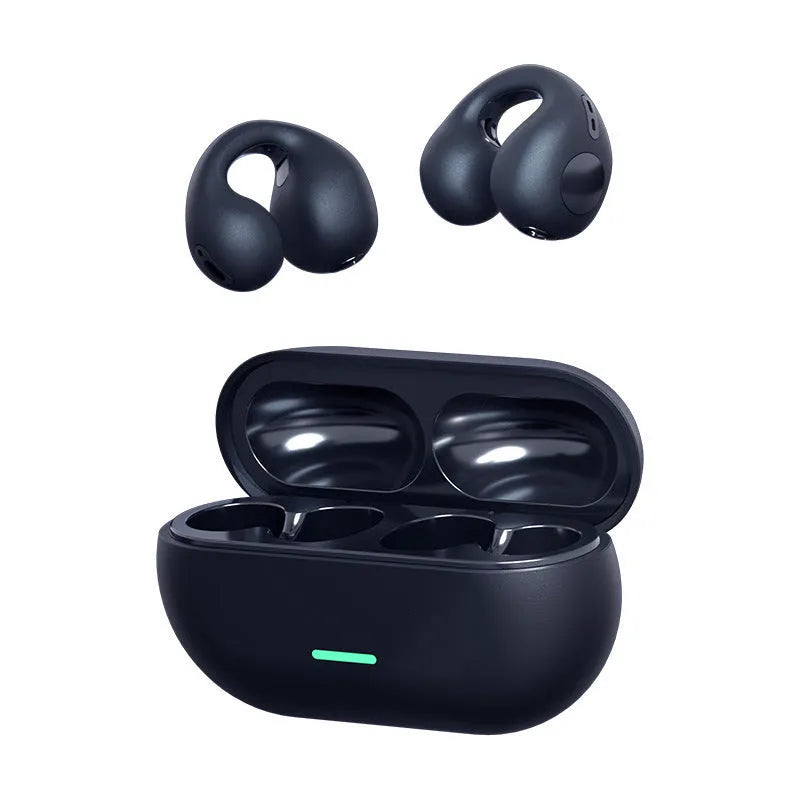 Wireless Ear Clip Bluetooth Headset TWS Not In-Ear Sports Wireless Bone Conduction 5.3 Bluetooth Headset PC ABS Black White Waterproof Breathing Light Call Function Voice Control Support Music