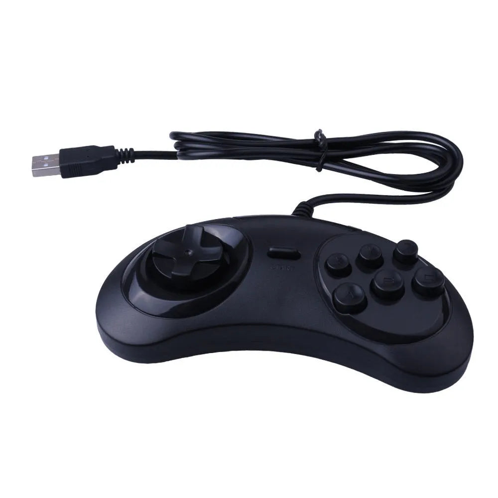 Black Sega USB game controller for PC with 1.8 metre cable