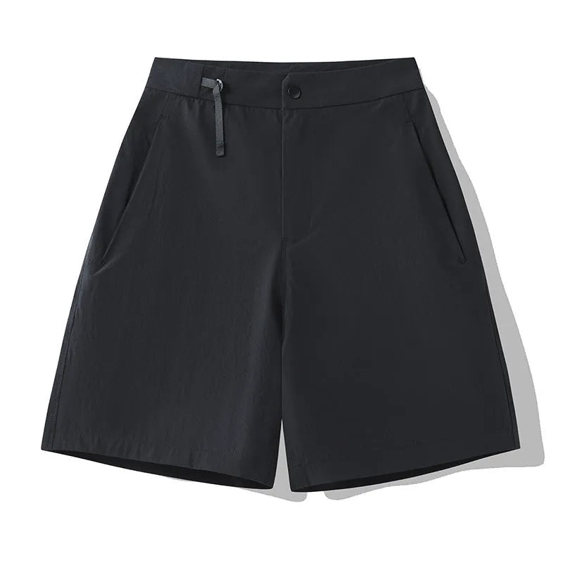 Men's quick-drying sports shorts in Army Green colour, showing 3D cut and elastic design.