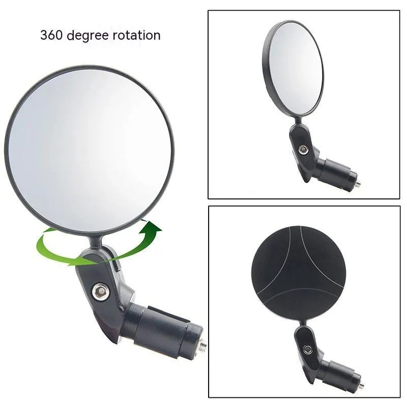 Black foldable convex blind spot mirror showing 7cm reflective surface and adjustable arm.