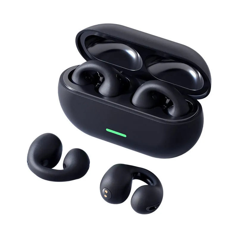 Wireless Ear Clip Bluetooth Headset TWS Not In-Ear Sports Wireless Bone Conduction 5.3 Bluetooth Headset PC ABS Black White Waterproof Breathing Light Call Function Voice Control Support Music