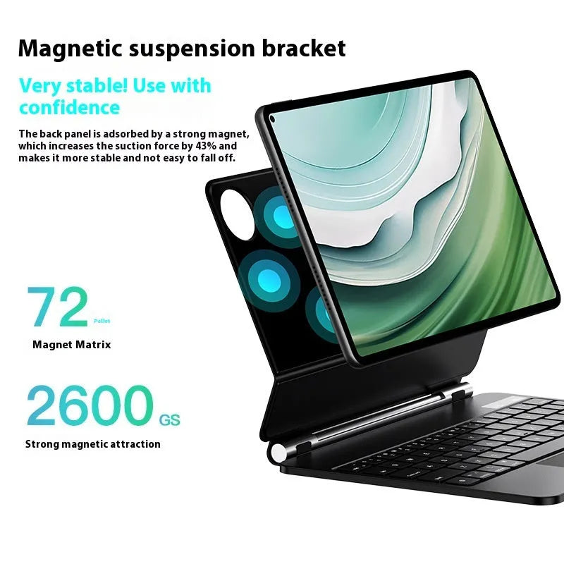 Huawei tablet magnetic wireless keyboard with protective PU leather case in black or white