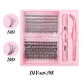 DIY single cluster individual false eyelashes with artificial fibre construction and mixed lengths