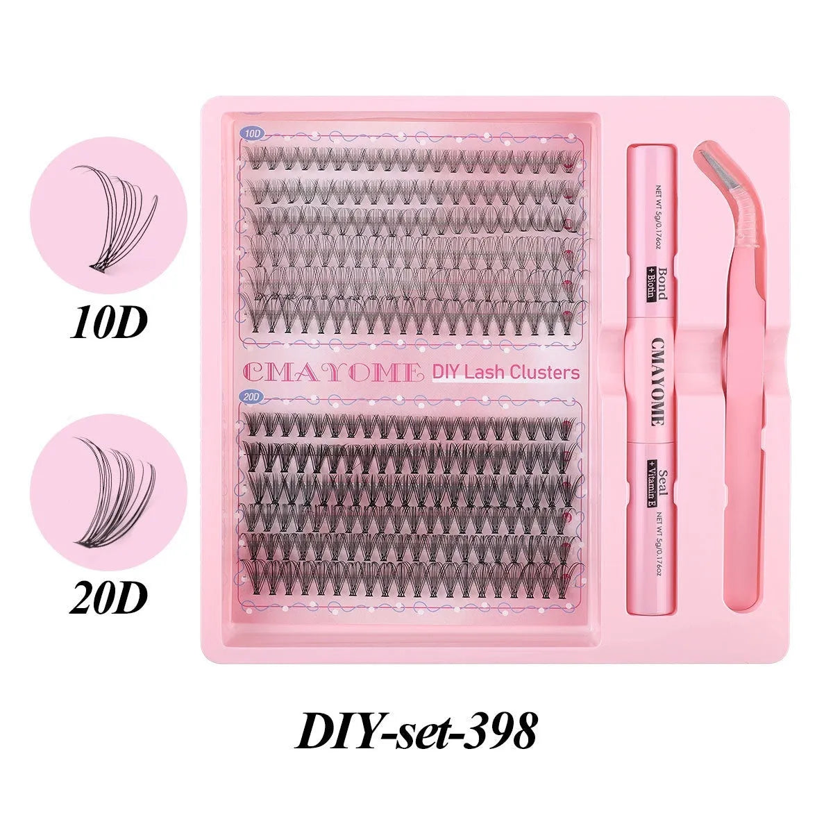 DIY single cluster individual false eyelashes with artificial fibre construction and mixed lengths