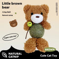 Plush cat toy shaped as a bear, rabbit, frog or bird with a mint ball, measuring 15cm high.