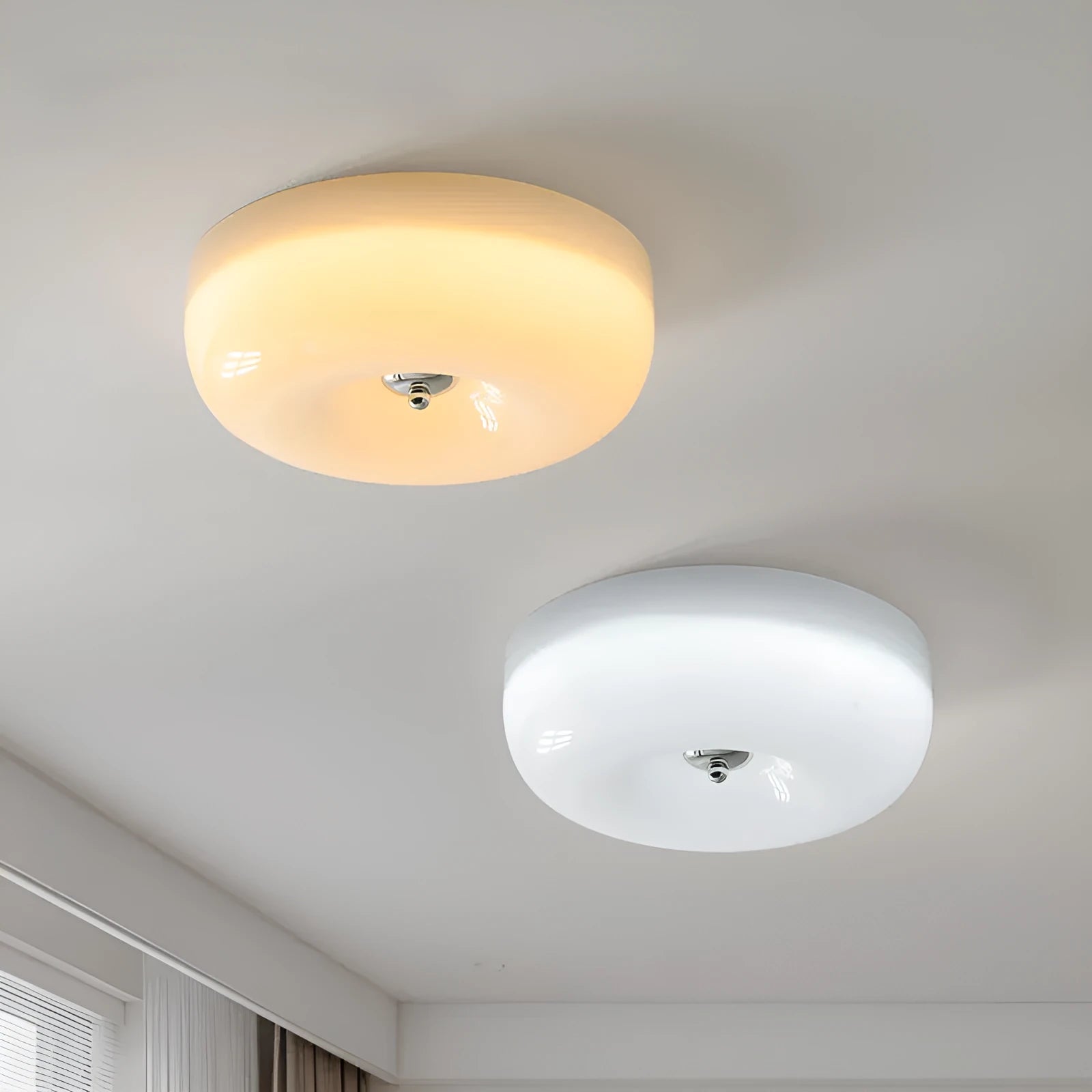 Cream American-style bedroom ceiling lamp with three-colour light selection