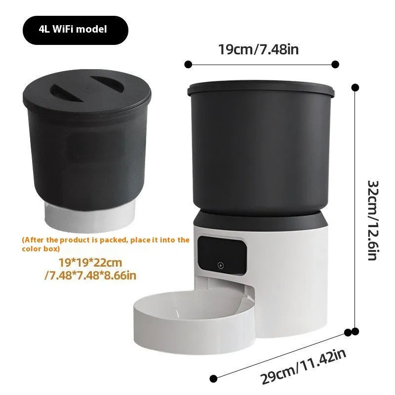 4L smart pet feeder with mobile app control and optional camera for cats and dogs