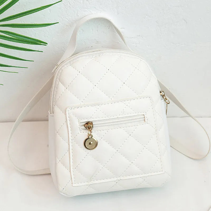 Girls' Korean style embroidered hard case backpack in black, pink and white colours with square shape