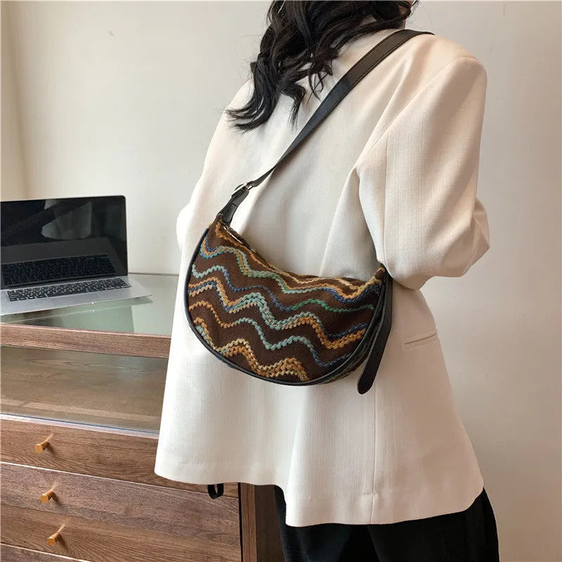Women's straw woven crossbody bag with phone compartment and file storage in multiple colours