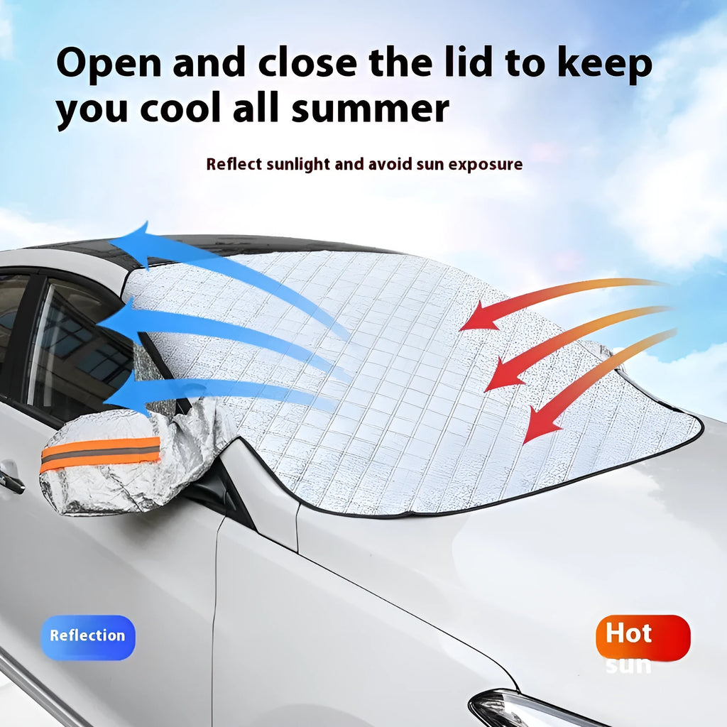 Large luxury SUV winter car cover with aluminium foil layer and reflective edge stripes