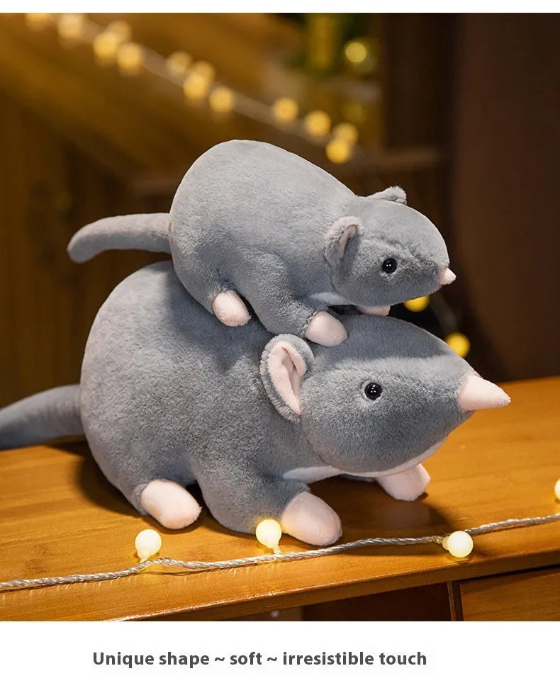 Cartoon mouse plush doll in three size options: small 32cm, medium 50cm, and large 100cm.