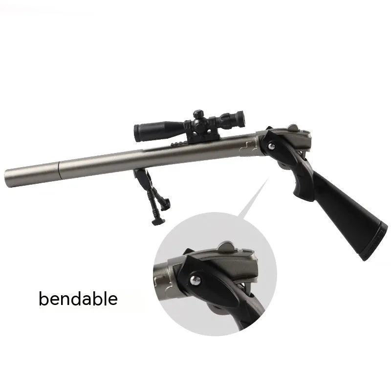 Plastic gel pen shaped like a Marvel 98K sniper rifle, 140mm long with 0.5mm black ink.