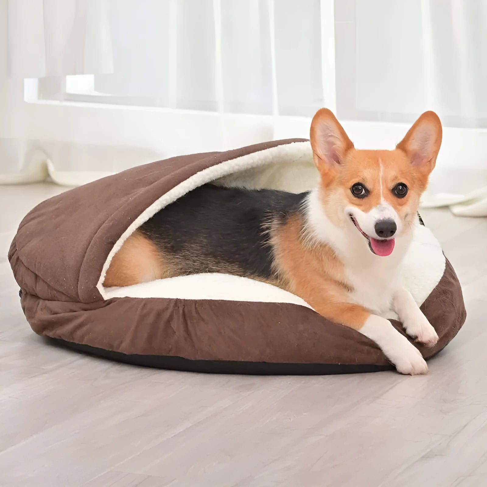 Brown removable washable cloth dog kennel bed mat for crate.