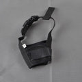 Plastic dog safety muzzle in five colours with adjustable sizing for mouth circles 12-34cm