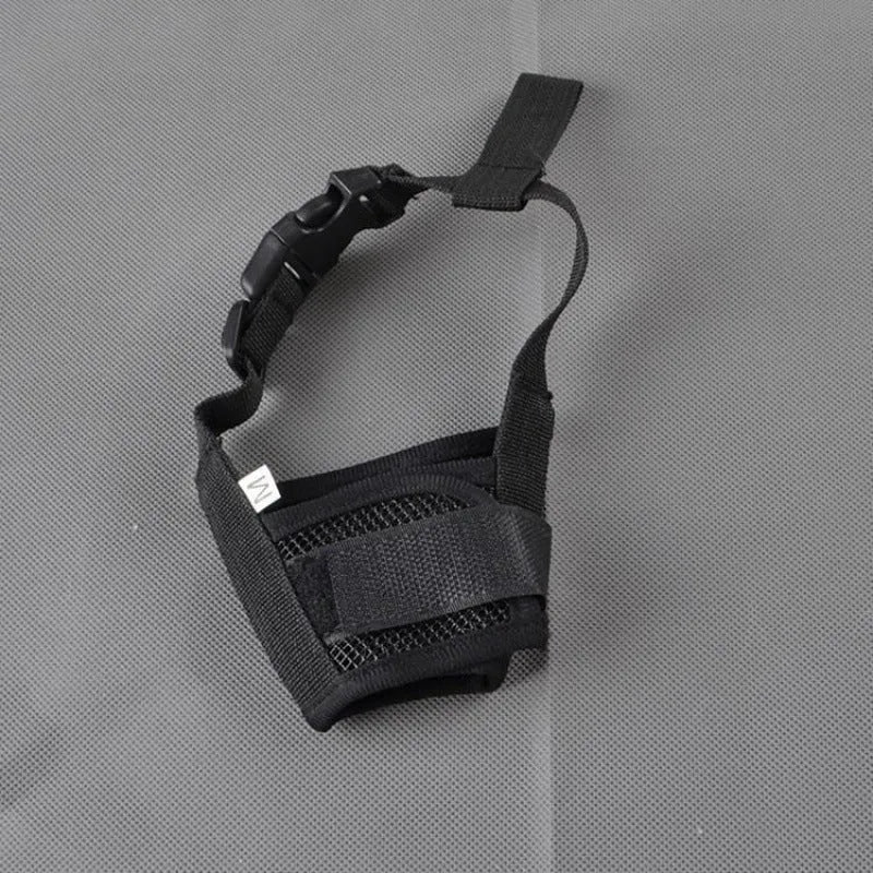 Plastic dog safety muzzle in five colours with adjustable sizing for mouth circles 12-34cm