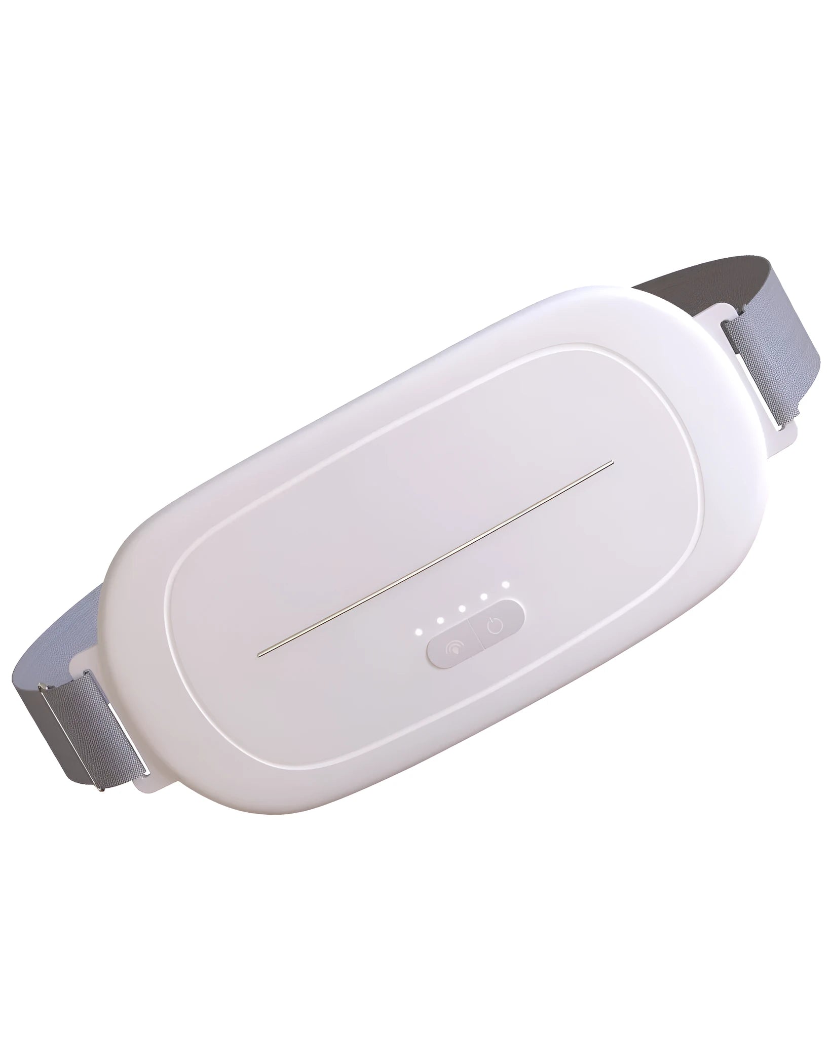 White fabric uterine warming belt with hook and loop closure for postpartum abdominal support.