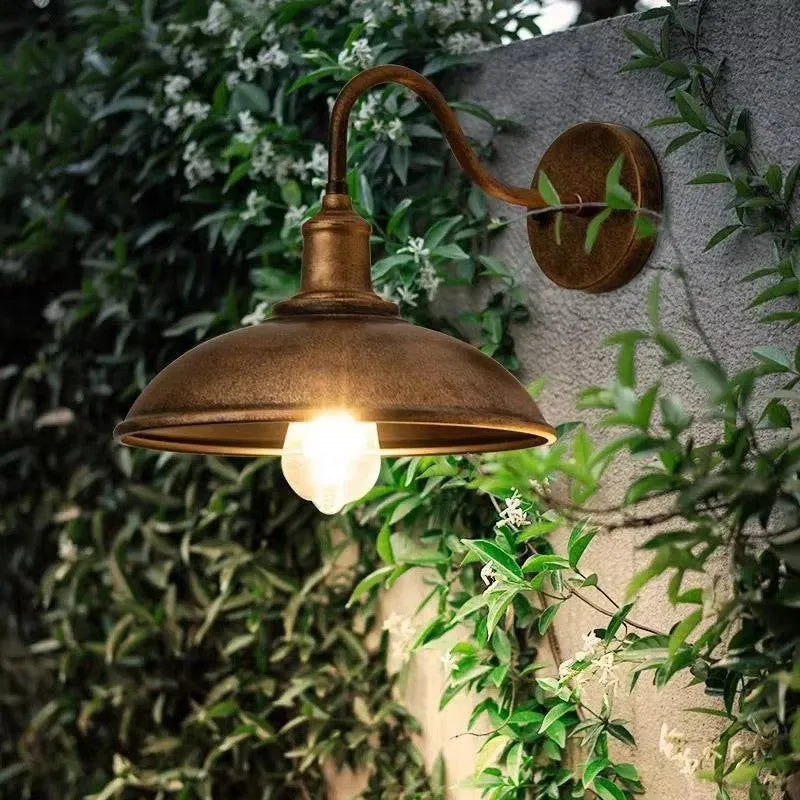 Retro style villa courtyard wall lamp in silver or copper finish with right angle or oblique angle mounting