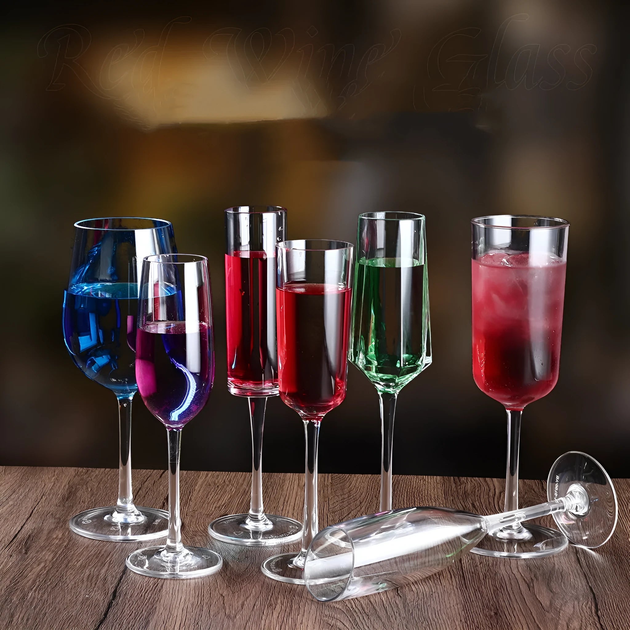 Clear PC acrylic wine bottle with modern design, shown in 300ml and 550ml sizes for catering.