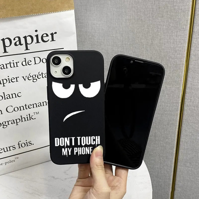 Matte black simple silicone TPU phone case back cover for iPhone on a plain background