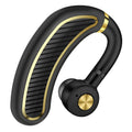 Wireless sweatproof earphones in black gold colour with 24-hour talk time battery